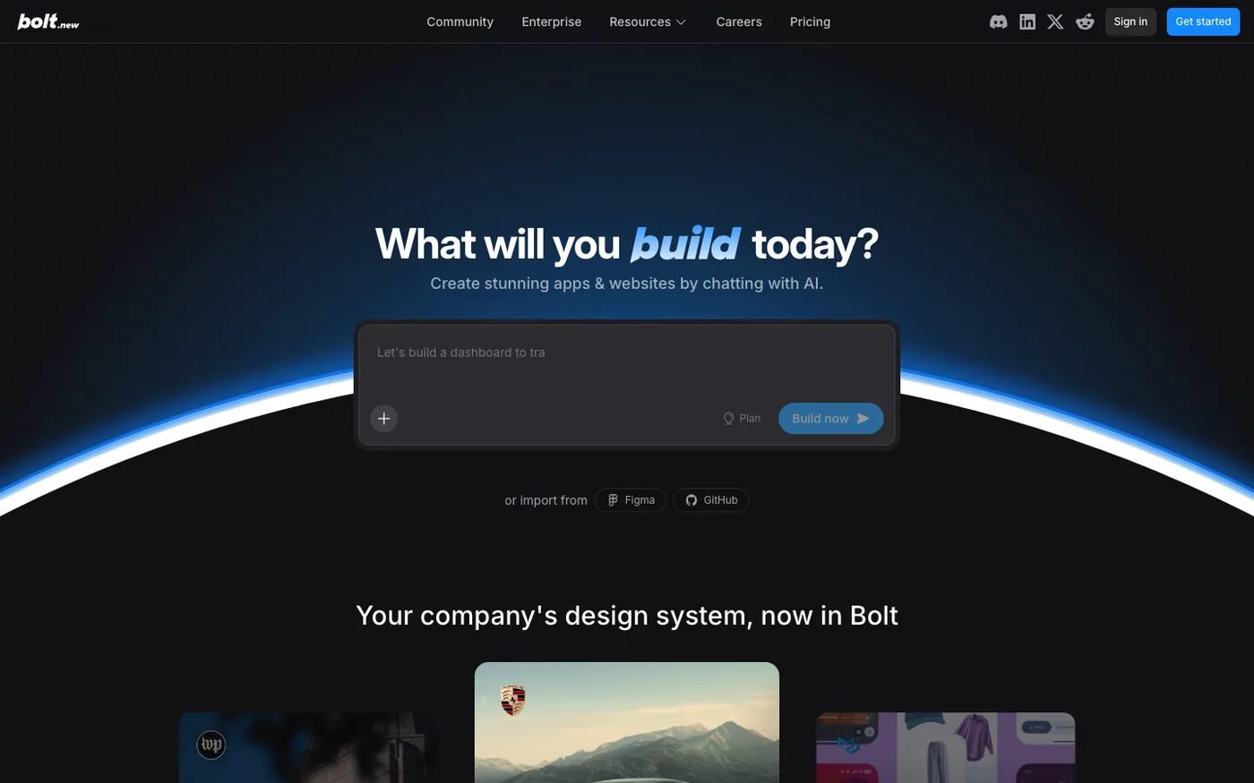 AI coding tool split view with natural language prompt panel and generated React component preview