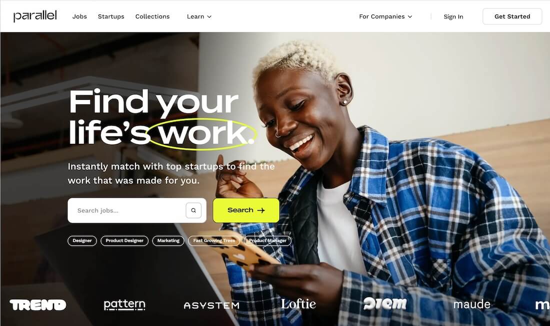 Single-purpose landing page with headline and one primary button